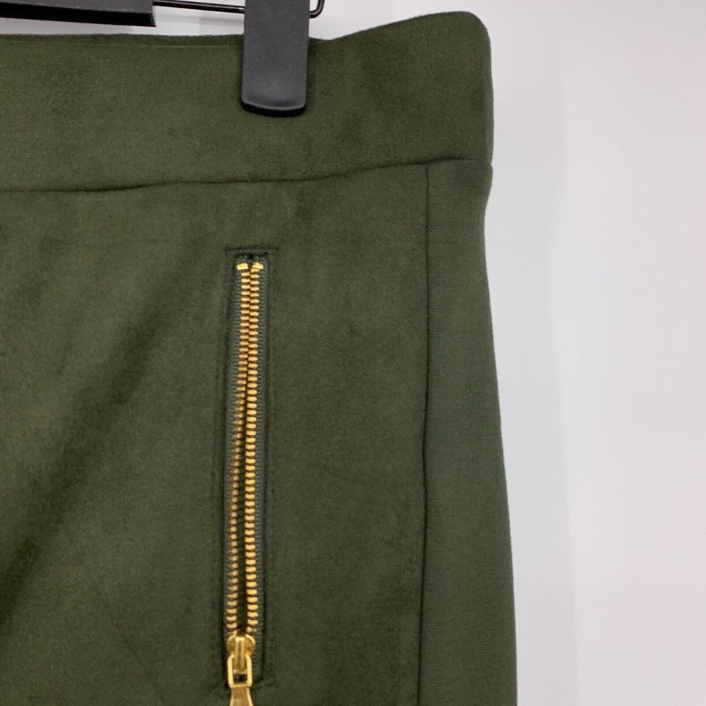 LOFT Leggings Green Faux Suede Zip Skinny Ankle Pull On - Picture 4 of 10
